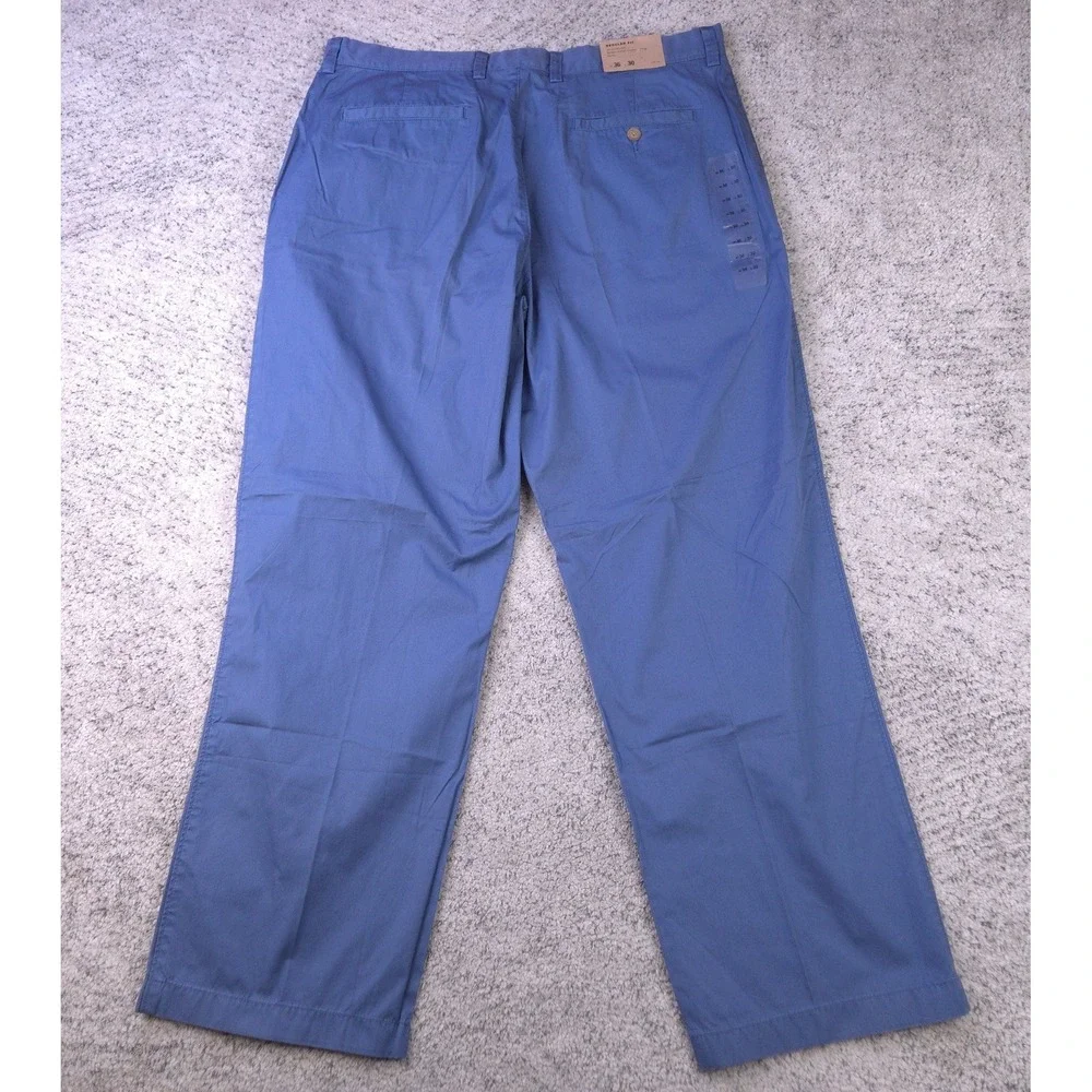 VTG J Crew Chino Pants Mens 36x30 Wide Leg Classic Fit Trouser Blue Baggy NWT